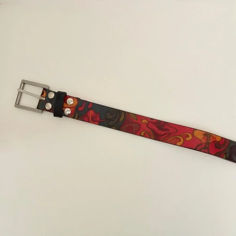 Unisex JON WYE Leather Floral Belt Western Retro Made in USA Men Women 46.5
